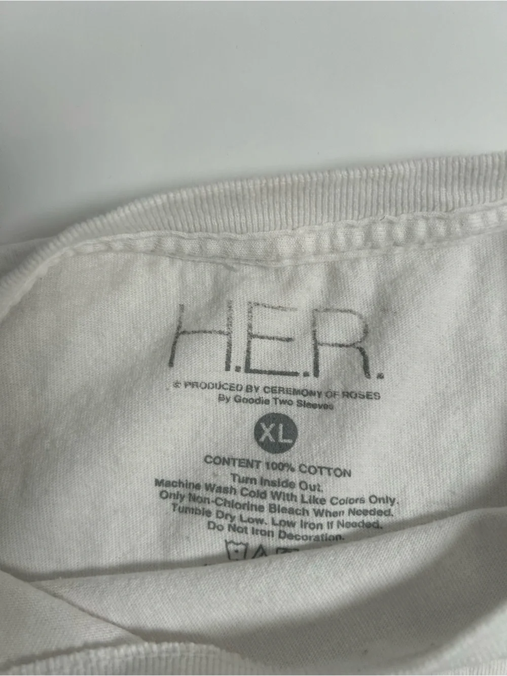 White Graphic Home Art Poster-Style Print Tee shirt of H.E.R.